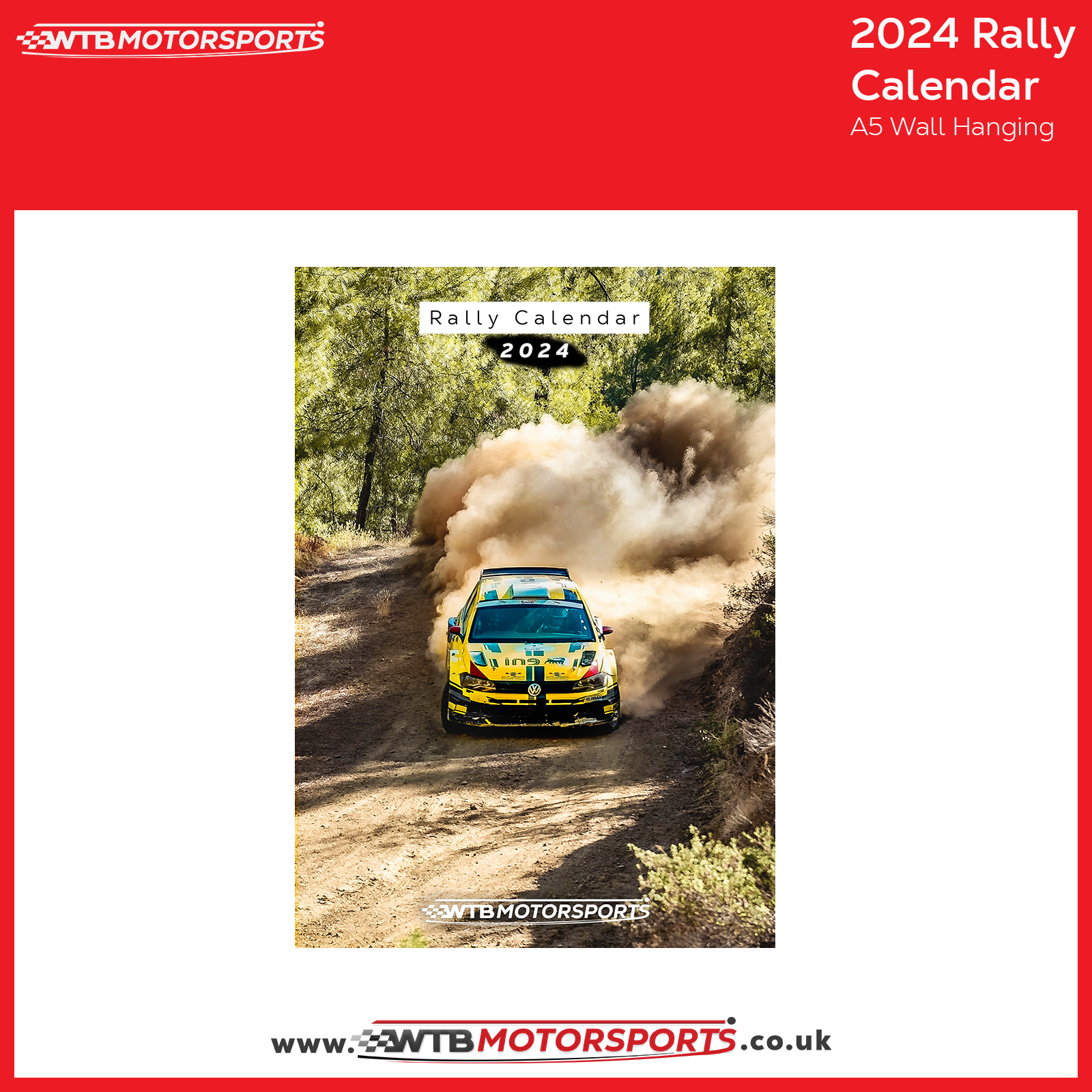 2024 Rally Calendar Motorsports A5 Wall Hanging Calendar WTB Motorsports